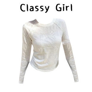 韩系白色长袖t恤女2026春季修身内搭蝴蝶结设计感短款上衣新款