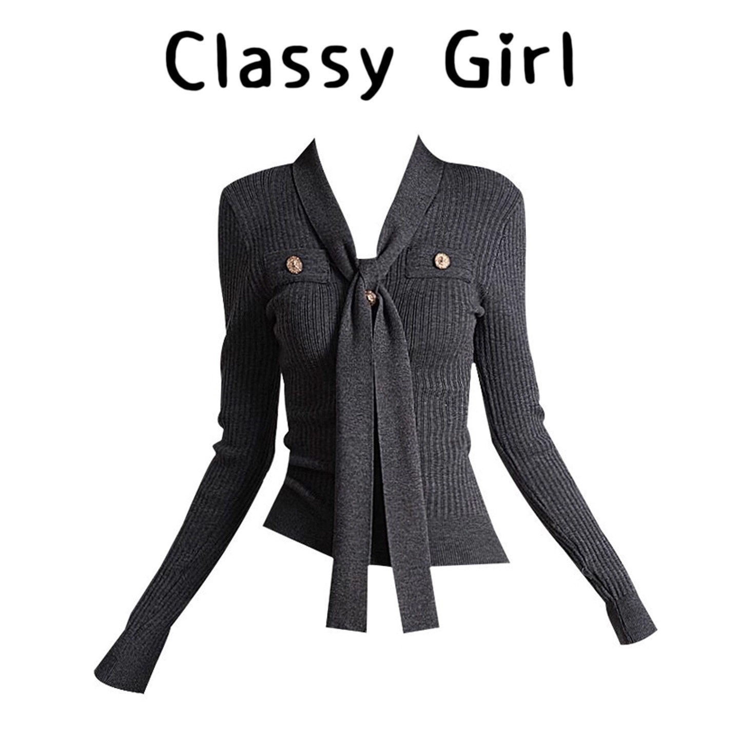 秋冬设计感显瘦针织衫毛衣上衣