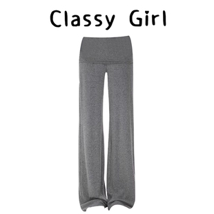 卫裤 肤感深灰色可拆卸袜套束脚翻腰设计感运动瑜伽裤 girl Classy