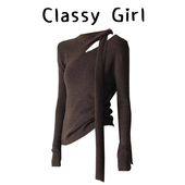 2026春季 高级感超好看软糯慵懒风减龄独特别致小香风咖色针织衫 女