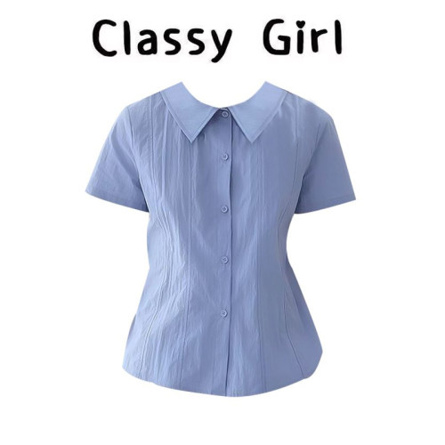 夏季通勤设计感百搭衬衫短袖上衣
