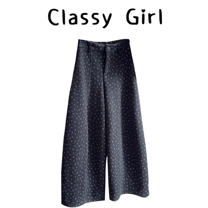 复古文艺碎花加绒加厚毛呢阔腿裤女秋冬高腰显瘦减龄百搭弯刀裤女,女装/女士精品,大码裤装,淘宝优惠券,粉丝福利购,淘宝优惠卷