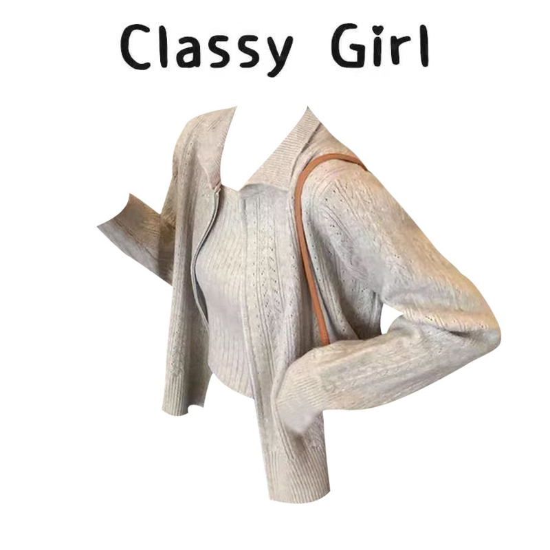 早秋小香风设计感吊带背心两件套