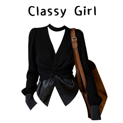 早春韩版百搭洋气时尚收腰上衣