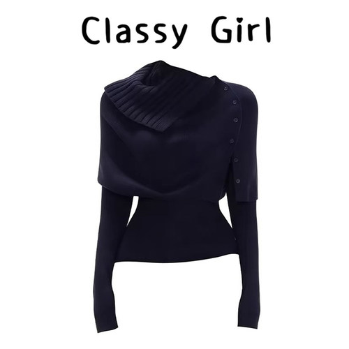 冬季韩系高领气质叠穿两件套上衣