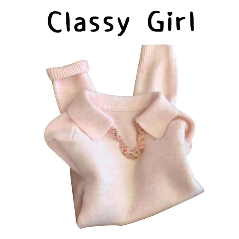 秋冬小香风甜美设计感针织衫上衣