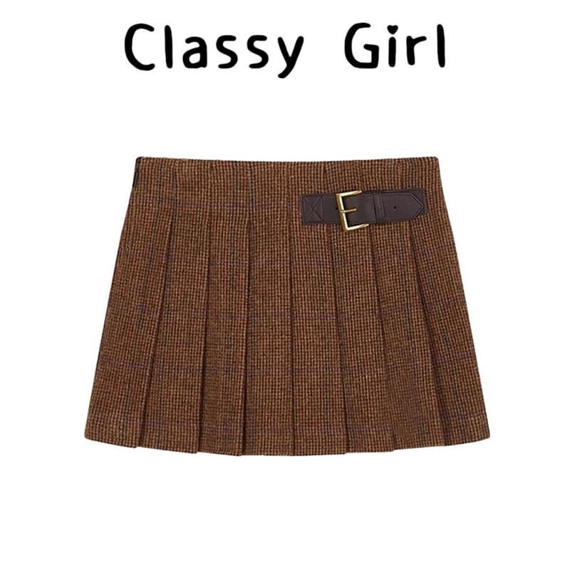 秋冬复古高腰显瘦设计感半身裙