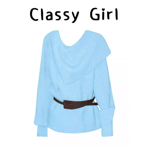 秋冬千金风披肩式宽松毛衣上衣