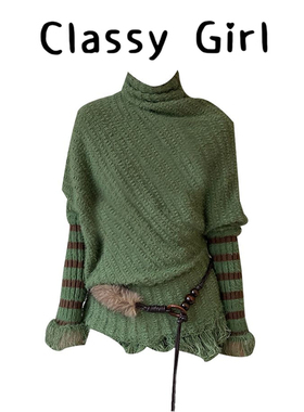 Classy girl “苔痕牧秋”复古花朵刺绣小众毛织衫冬季长袖毛衣