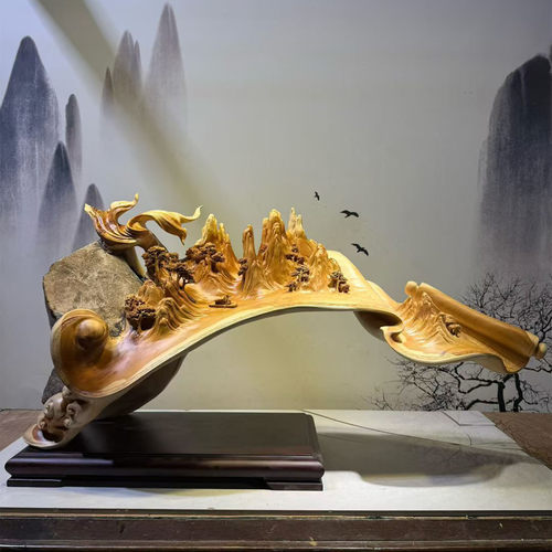 崖柏根雕江山如画摆件