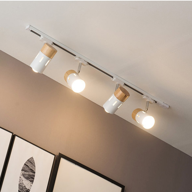 北欧原木创意家用LED射灯商用店铺COB轨道灯服装店超亮轨道条灯具