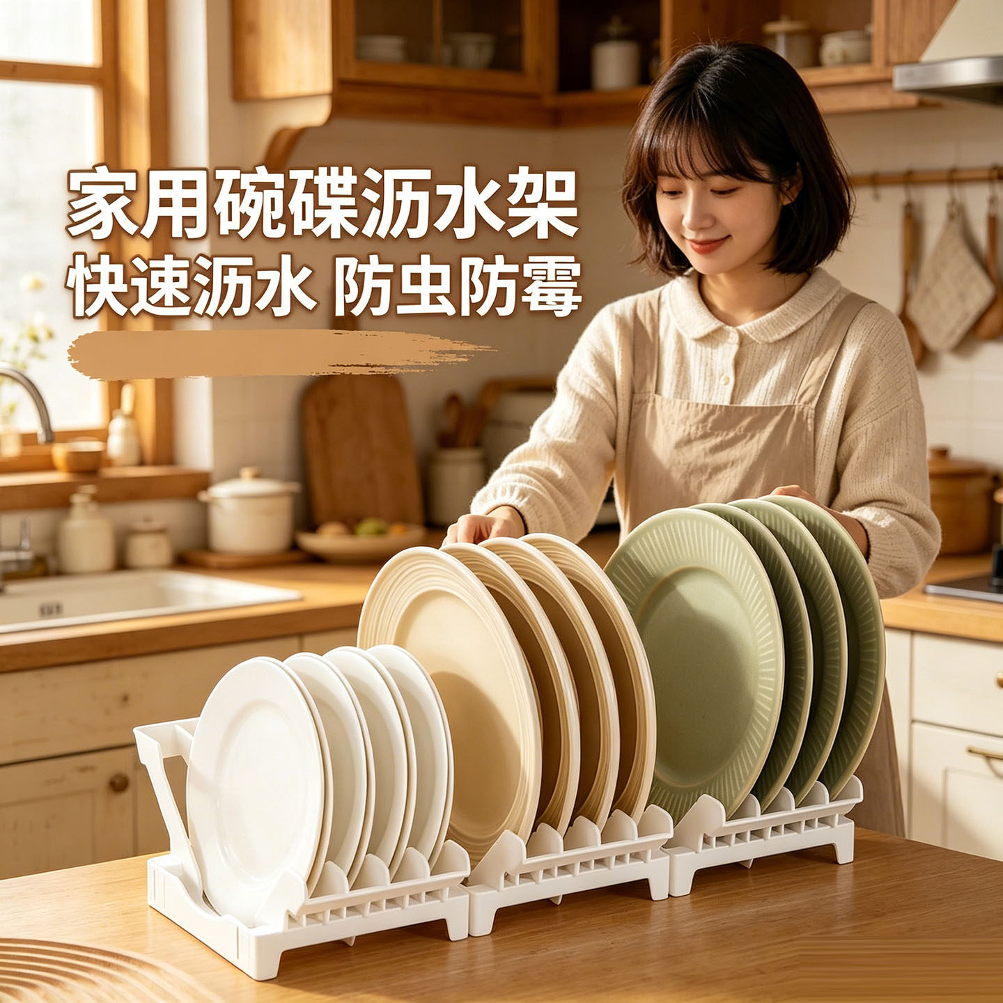 厨房碗碟收纳架餐盘置物架台面沥水碗架抽屉立式碟子分隔餐碗收纳