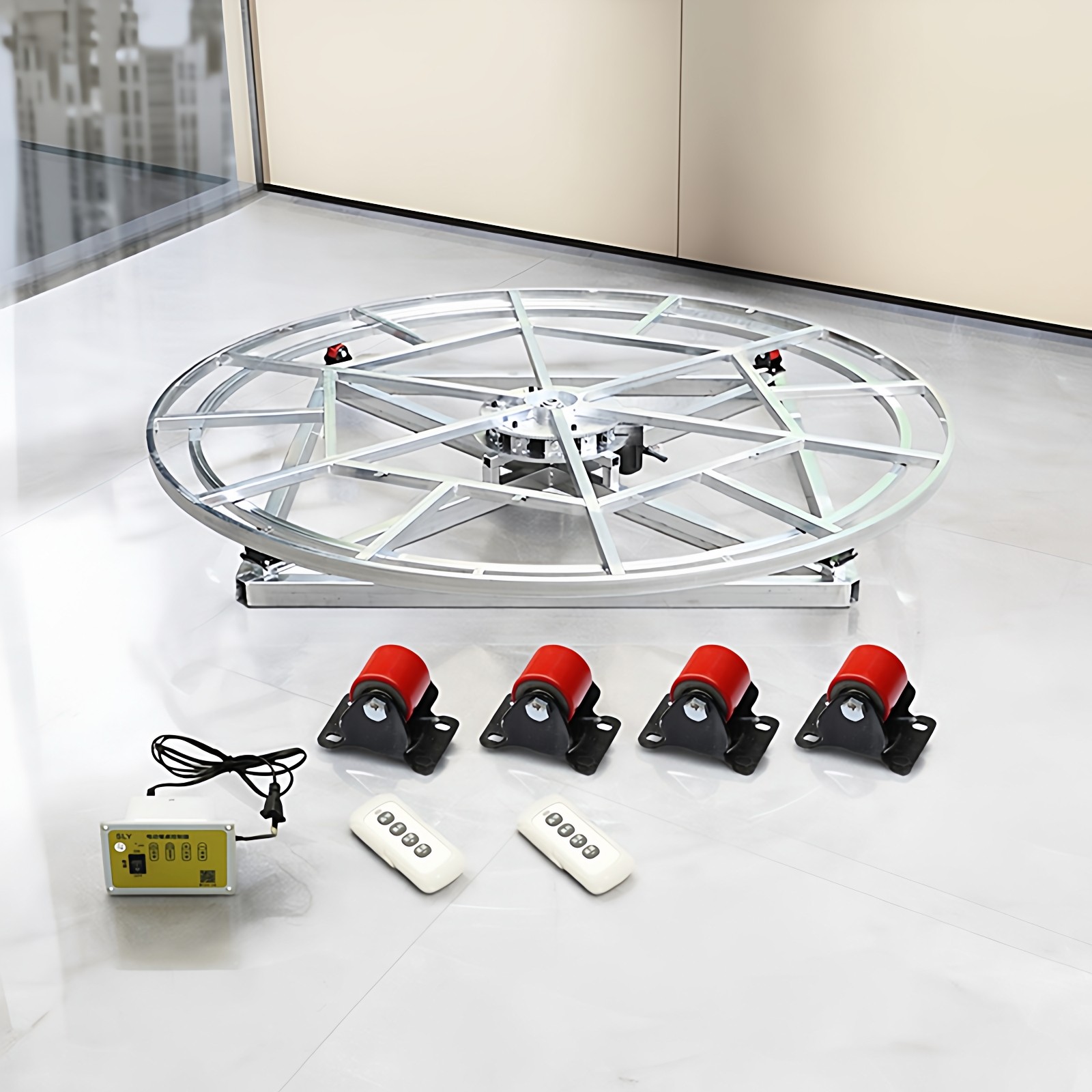 森林源电动遥控舞台转盘工业展示可调速钢架旋转底座摩托车展示台