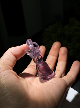 天然紫水晶五股金刚铃吊坠微棉的自己雕刻的