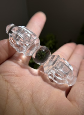 天然白水晶五股金刚杵吊坠男女通用我自己手工雕刻的