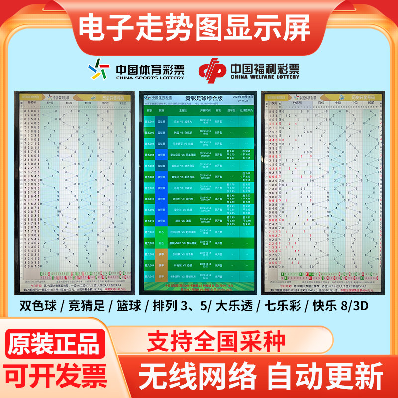 彩票店显示屏电子走势图体彩大乐透排3福彩双色球快8电视分布图