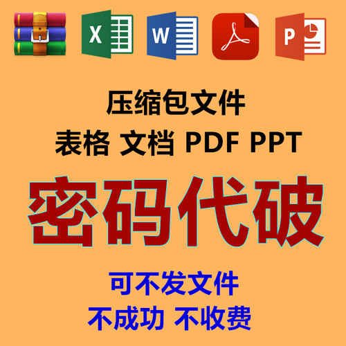 rar zip压缩包7z密码代破解xlsx表格docx文档pdf打开保护密码解除