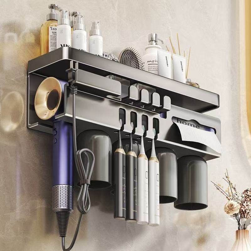卫生间牙刷置物架刷牙壁挂式纸巾吹风机三合一体多功能浴室收纳架,家庭/个人清洁工具,吹风机置物架,淘宝优惠券,粉丝福利购,淘宝优惠卷