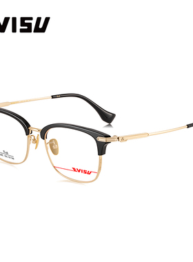 EVISU眼镜惠美寿半框眼镜男眉毛框钛架可配防蓝光镜片8501