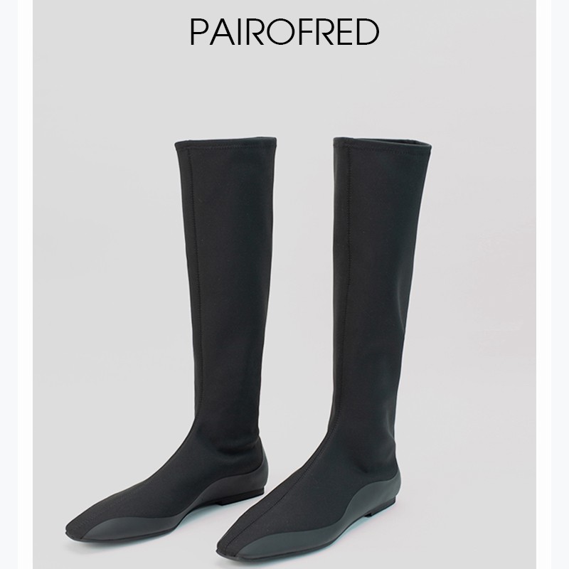 ROW风女鞋新款瘦瘦靴中高筒靴长靴不过膝显瘦莱卡面料袜靴弹力靴