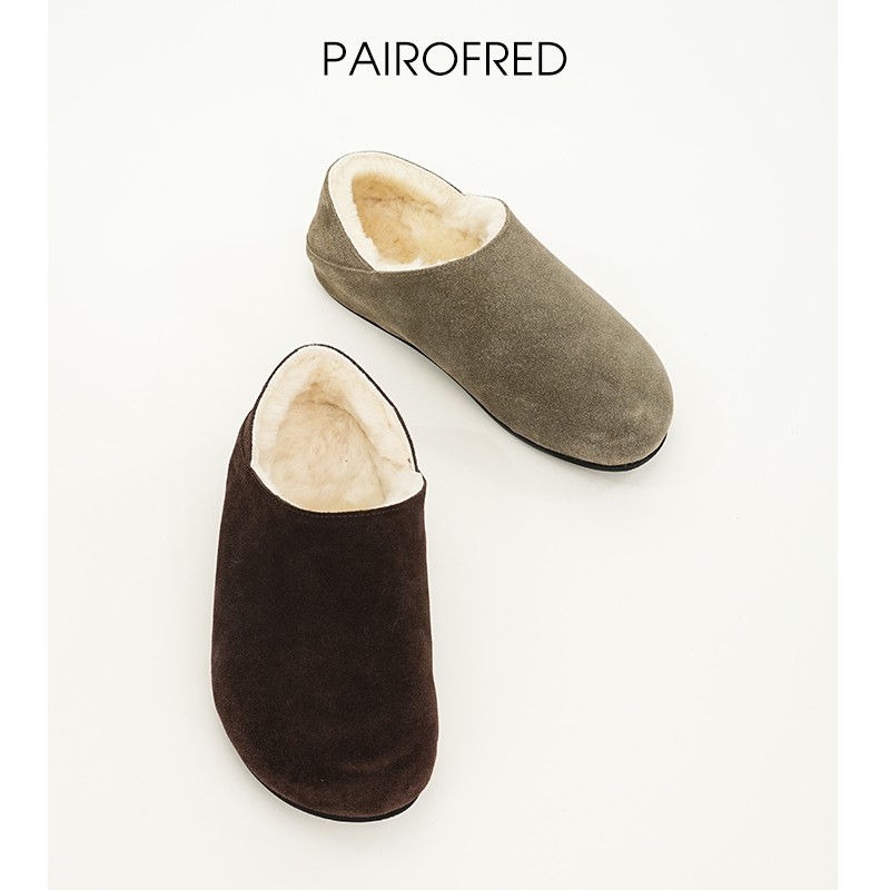 勃肯鞋女2025秋冬加绒真皮平底毛毛鞋女外穿棉鞋厚底内增高雪地靴