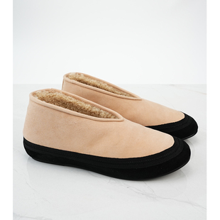 ROW风冬季 复古加绒皮毛一体雪地靴女简约百搭平底一脚蹬毛毛短靴