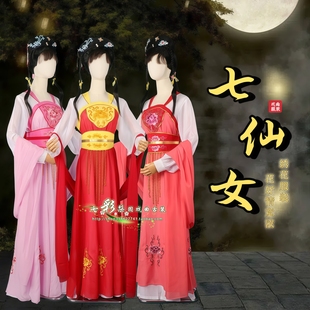 戏曲京剧越剧演出服装绣花宫女裙子服装七仙女全套演出戏服