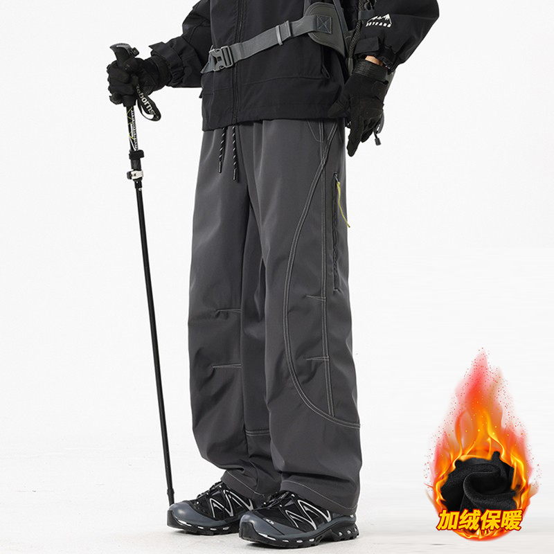 加绒工装裤男秋冬季户外防泼水