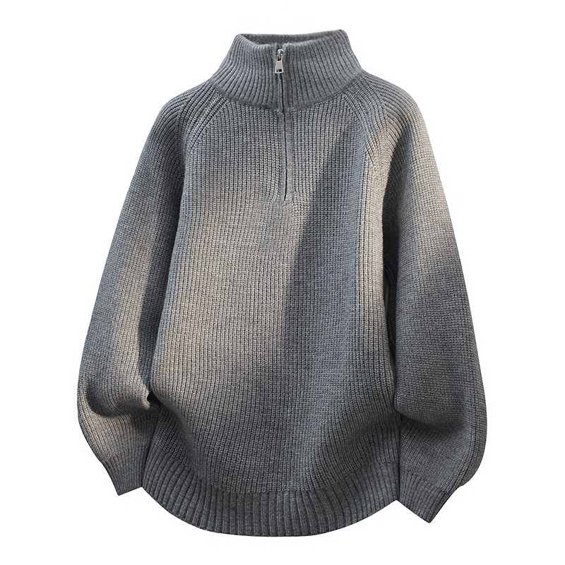 半高领拉链毛衣男秋冬季打底针织