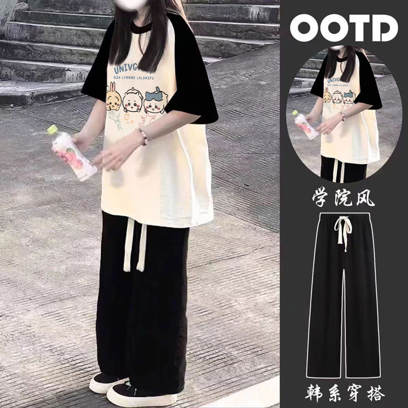 吉伊卡哇女童纯棉短袖T恤套装