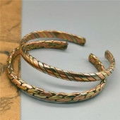 保真尼泊尔纯手工三色铜手镯纯铜不掉色男女情侣首饰品手环开口式