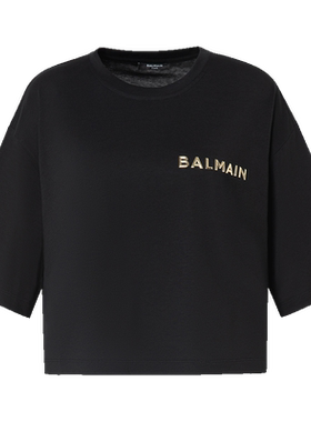 BALMAIN字母短款短袖T恤