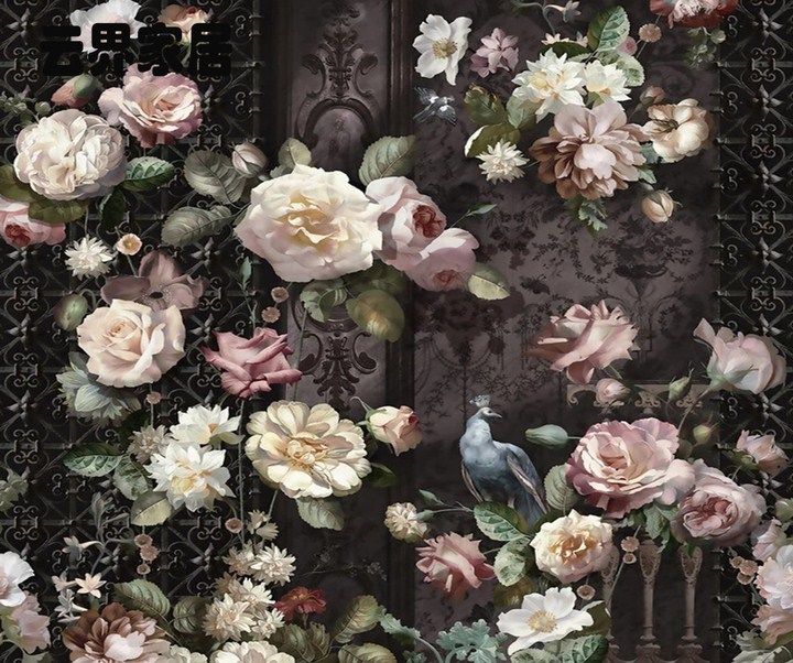 欧式复古手绘玫瑰花壁纸孔雀花卉客厅电视背景墙纸无纺布墙布|msdalam kategori keluarga memasang ibu, Wallpaper, Bukan tenunan kertas dinding - dari Buy2taobao.com untuk memberikan perkhidmatan ejen Taobao profesional membeli