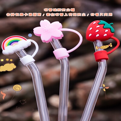 大口径12mm14mm玻璃吸管防尘帽防尘塞珍珠奶茶不锈钢吸管防尘罩套
