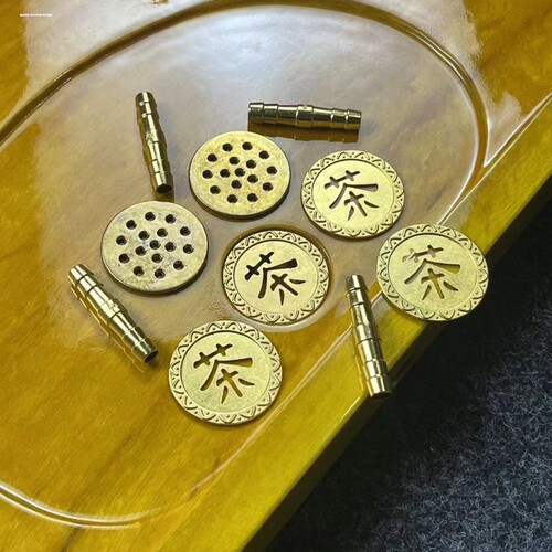 茶盘配件滤片大全纯铜滤网漏水过滤片自制茶盘排水铜管接头纯铜片