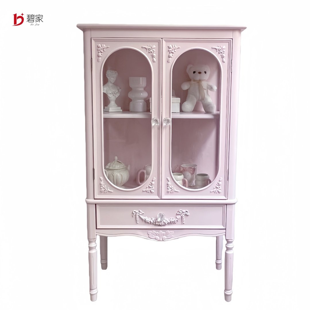 碧家法式餐边柜家用陈列柜子少女心粉色展示柜手办柜客厅靠墙高柜,住宅家具,餐边柜,淘宝优惠券,粉丝福利购,淘宝优惠卷