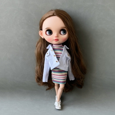 blythe 小布娃衣 ob24  ob22 azone licca 芭可比儿 彩虹条打底裙