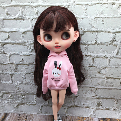 blythe小布娃娃衣服 licca  azone ob24 6分娃 手作娃衣 卫衣潮流