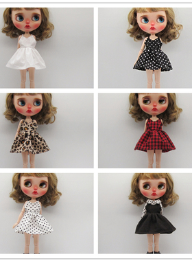 小布娃娃衣服blythe娃衣 azone ob24芭可比儿 吊带连衣裙手工娃衣