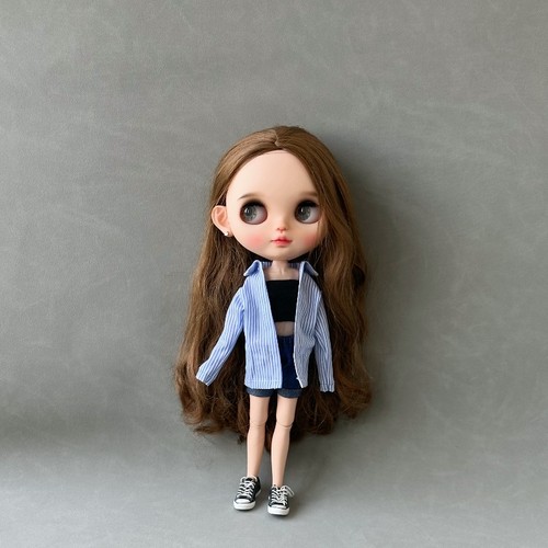 blythe小布娃衣 ob24 ob27 芭可比儿fr azone licca 手作娃衣衬衣