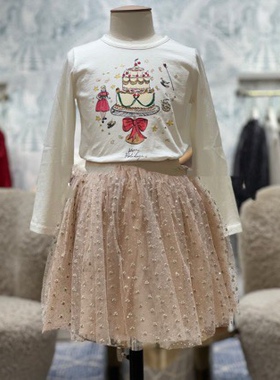 Choice.i Girl bp 女童大童蛋糕印花烫金纯棉长袖圆领打底衫T恤