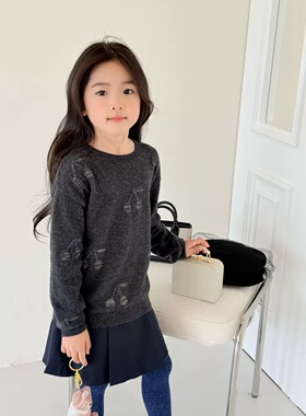 Choice.i Girl bp 女童大童银线樱桃羊毛混纺毛衣 奶油白羊毛毛衣