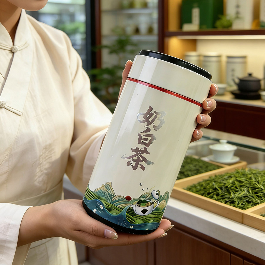 黄金芽奶白茶叶包装罐铁罐200克装圆罐空罐礼盒通用绿茶包装空罐