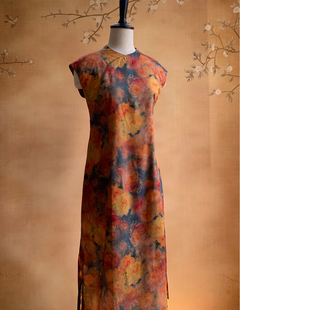 秋月重园·念念 小连立领气质修身连肩盖袖改良旗袍裙 现货