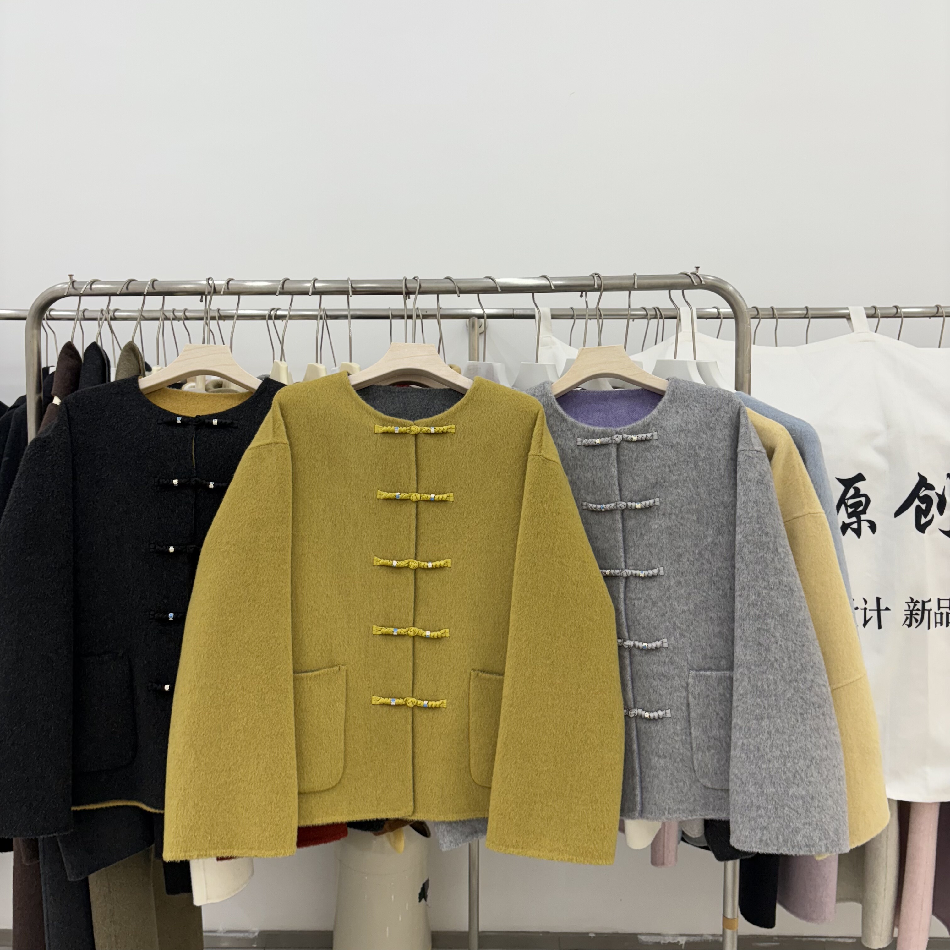 中国风新中式双面羊绒大衣短款女2025秋冬新款盘扣圆领宽松羊毛外