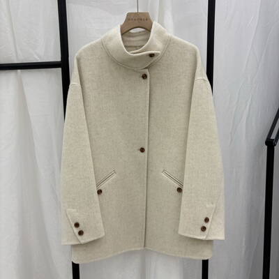 韩国立领双面羊绒大衣女中长款2025秋冬宽松百搭减龄保暖羊毛外套