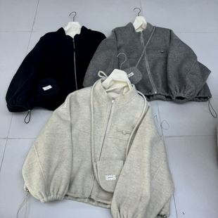 2025秋冬新款双面羊绒大衣女短款韩版宽松显瘦立领带包羊毛外套女