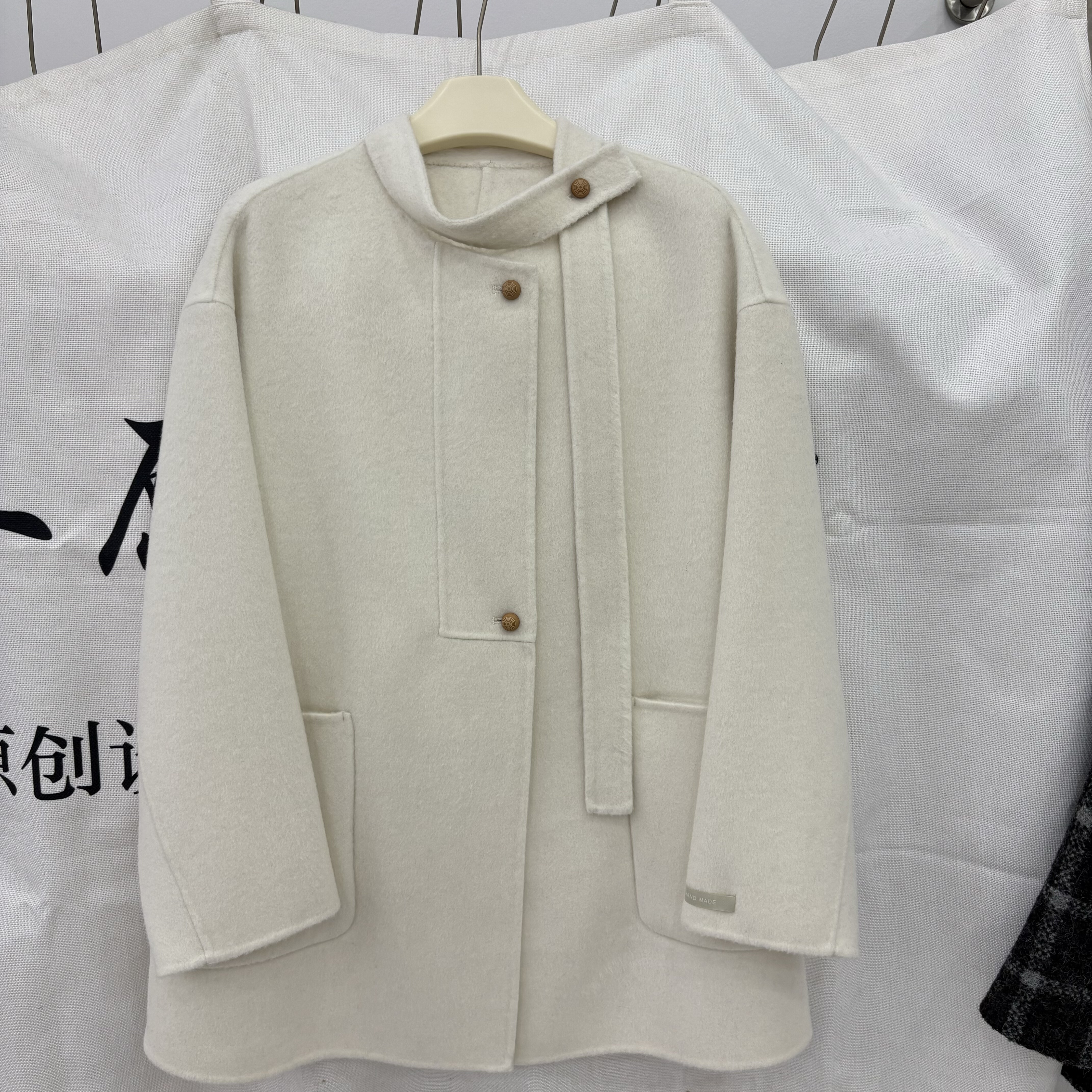 2025秋冬新款双面羊绒大衣女中长款系带宽松显瘦小个子羊毛外套