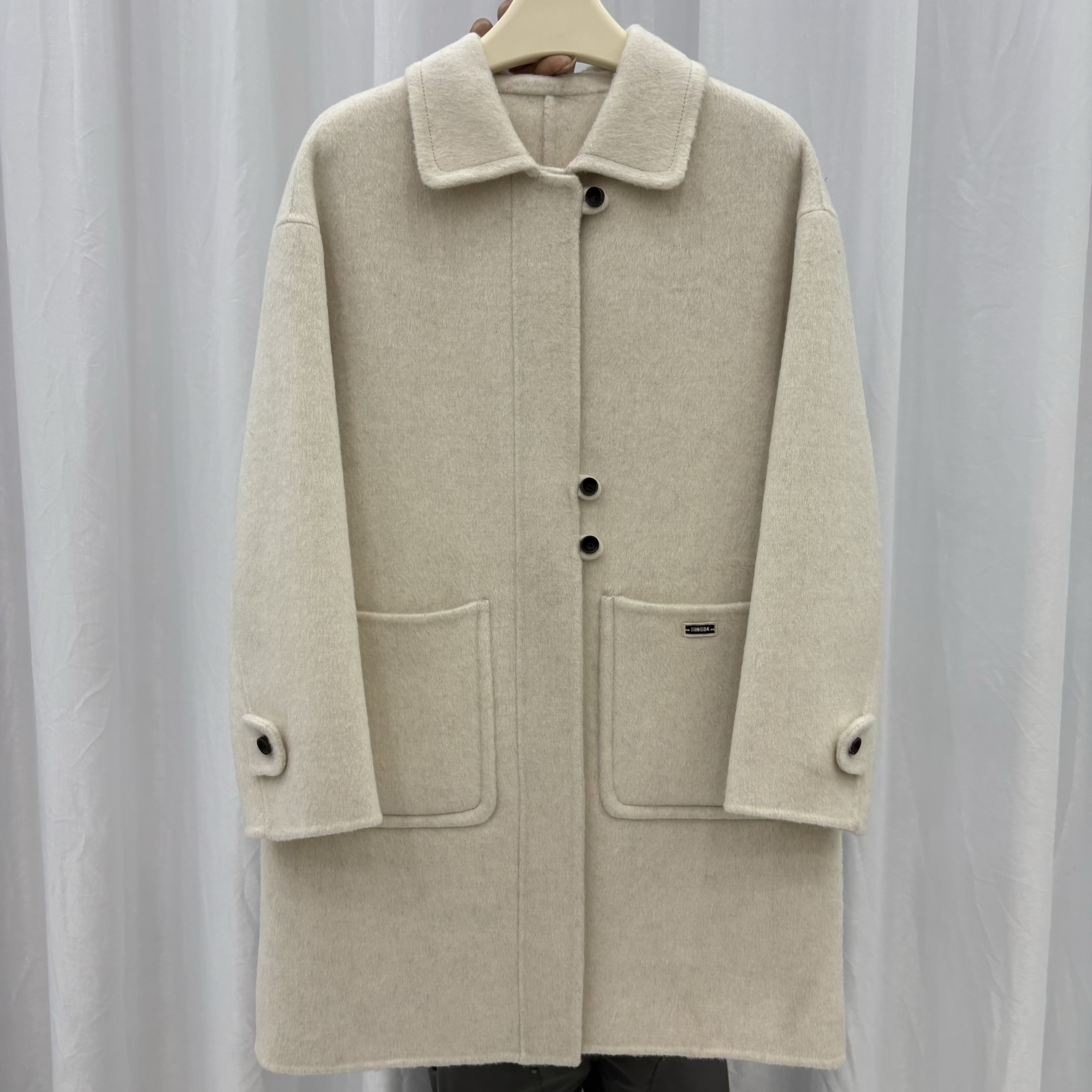 2025秋冬新款双面羊绒大衣女中长款简约宽松显瘦小个子羊毛外套女