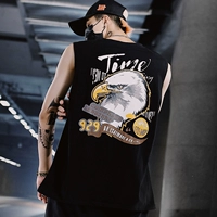 Quốc triều hip hop khan vest đôi cỡ lớn thủy triều đường phố vest vest nam chất béo cộng với phân bón tăng tay áo thun - Lót áo thể dục